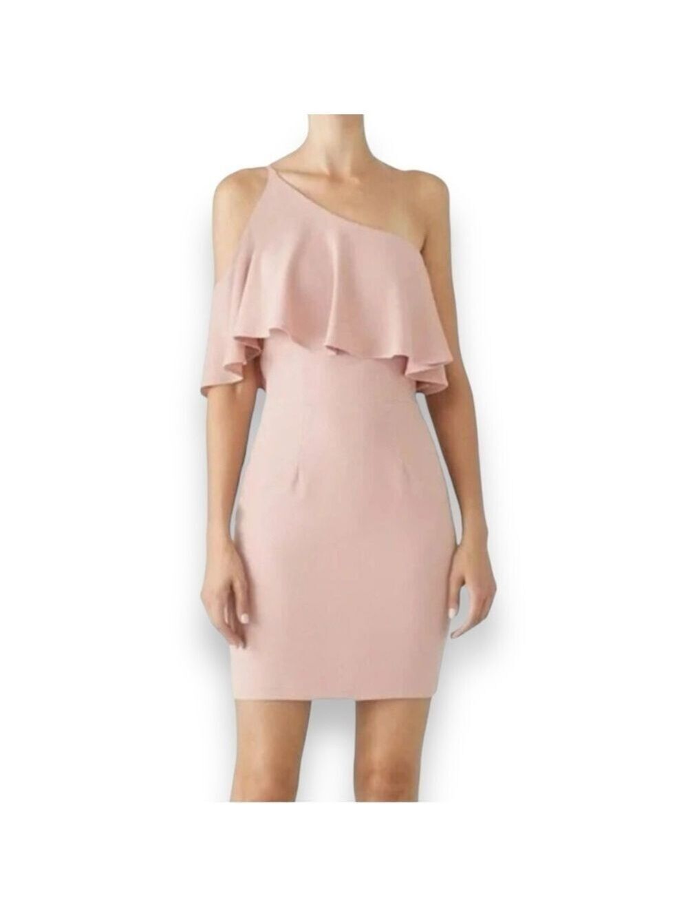 Dress The Population One Shoulder Mauve Pink Mini Dress - Large